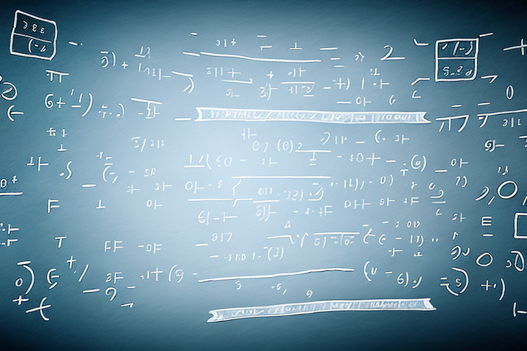 A mathematical equation being solved on a chalkboard