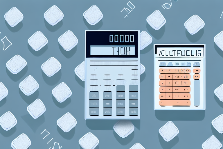 A calculator and a set of scales to represent the concept of calculating volume