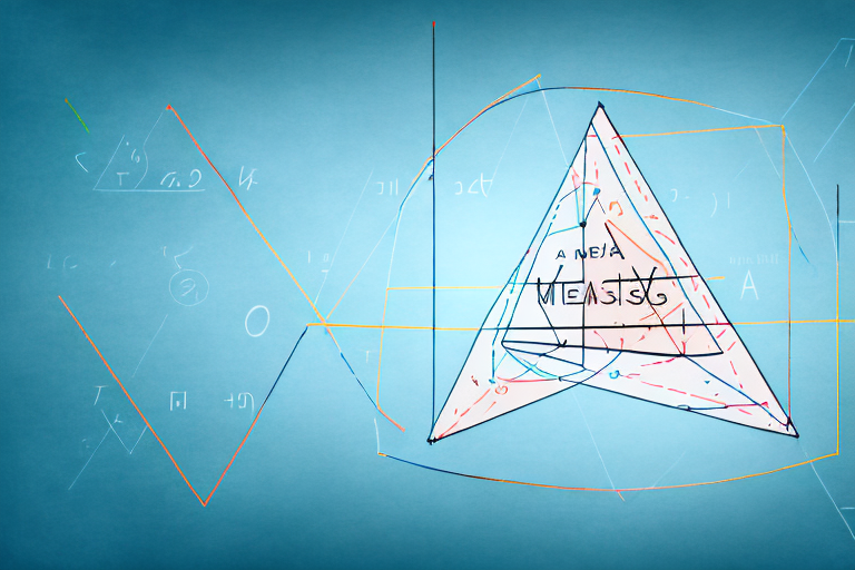 A triangle with measurements and equations to demonstrate how to calculate its area